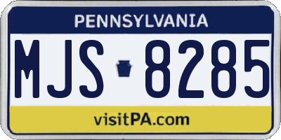 PA license plate MJS8285
