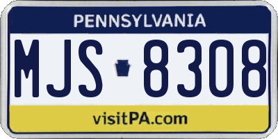 PA license plate MJS8308