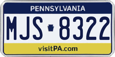 PA license plate MJS8322