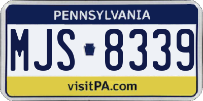 PA license plate MJS8339
