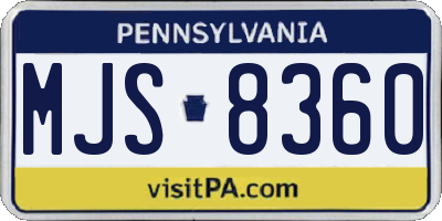 PA license plate MJS8360