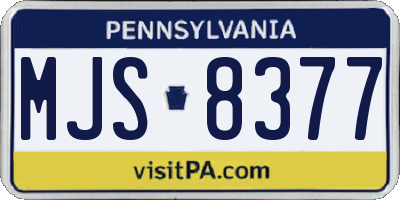 PA license plate MJS8377
