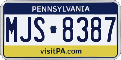 PA license plate MJS8387