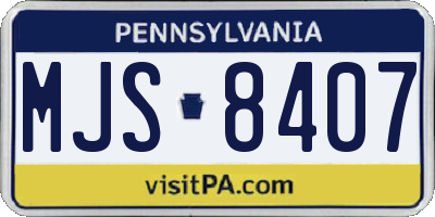 PA license plate MJS8407