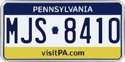 PA license plate MJS8410