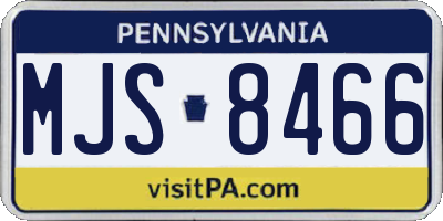 PA license plate MJS8466
