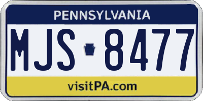 PA license plate MJS8477