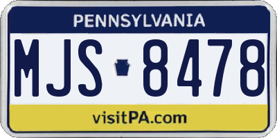 PA license plate MJS8478