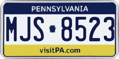 PA license plate MJS8523