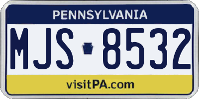 PA license plate MJS8532