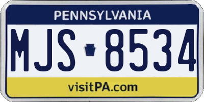 PA license plate MJS8534