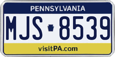 PA license plate MJS8539