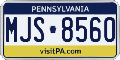 PA license plate MJS8560