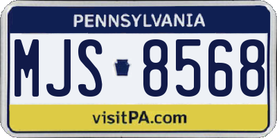 PA license plate MJS8568