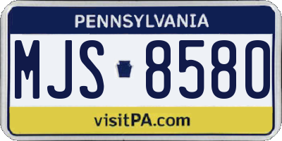 PA license plate MJS8580