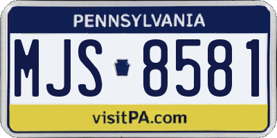 PA license plate MJS8581
