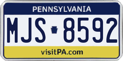 PA license plate MJS8592