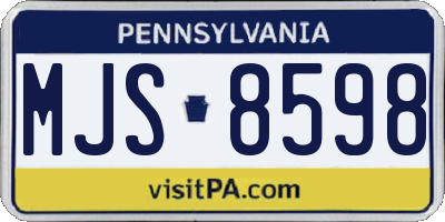 PA license plate MJS8598