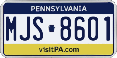 PA license plate MJS8601