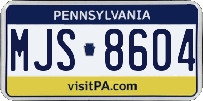 PA license plate MJS8604