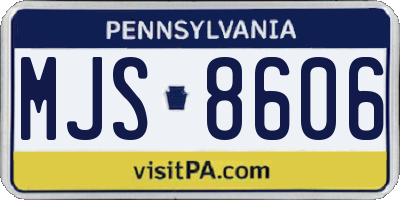 PA license plate MJS8606