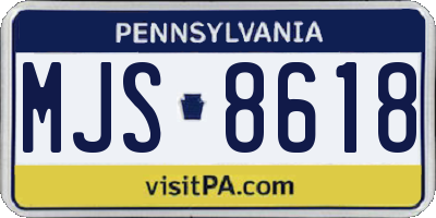 PA license plate MJS8618