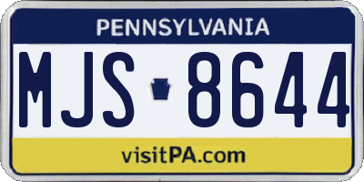 PA license plate MJS8644