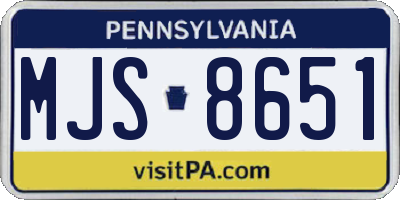 PA license plate MJS8651