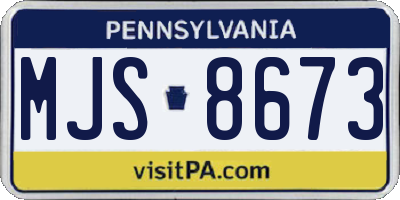 PA license plate MJS8673