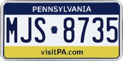 PA license plate MJS8735