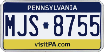 PA license plate MJS8755