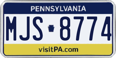 PA license plate MJS8774