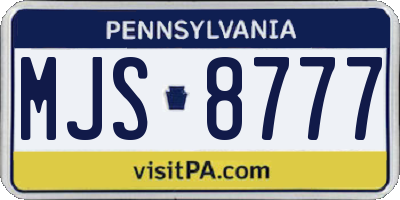 PA license plate MJS8777
