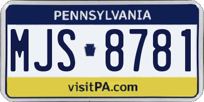 PA license plate MJS8781