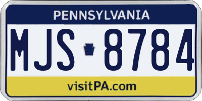 PA license plate MJS8784
