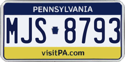 PA license plate MJS8793