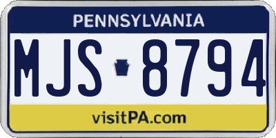 PA license plate MJS8794