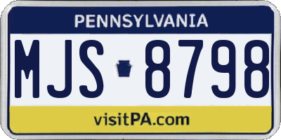 PA license plate MJS8798