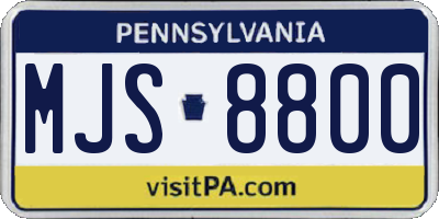 PA license plate MJS8800