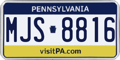 PA license plate MJS8816