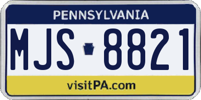 PA license plate MJS8821