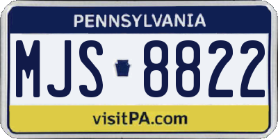 PA license plate MJS8822