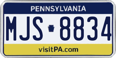 PA license plate MJS8834