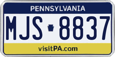 PA license plate MJS8837