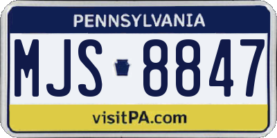 PA license plate MJS8847