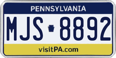 PA license plate MJS8892