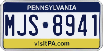 PA license plate MJS8941