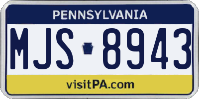 PA license plate MJS8943