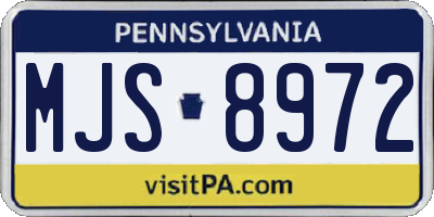 PA license plate MJS8972