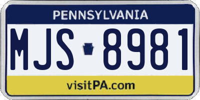 PA license plate MJS8981